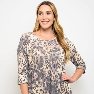 New Juniors Boutique Animal print peplum plus size top
